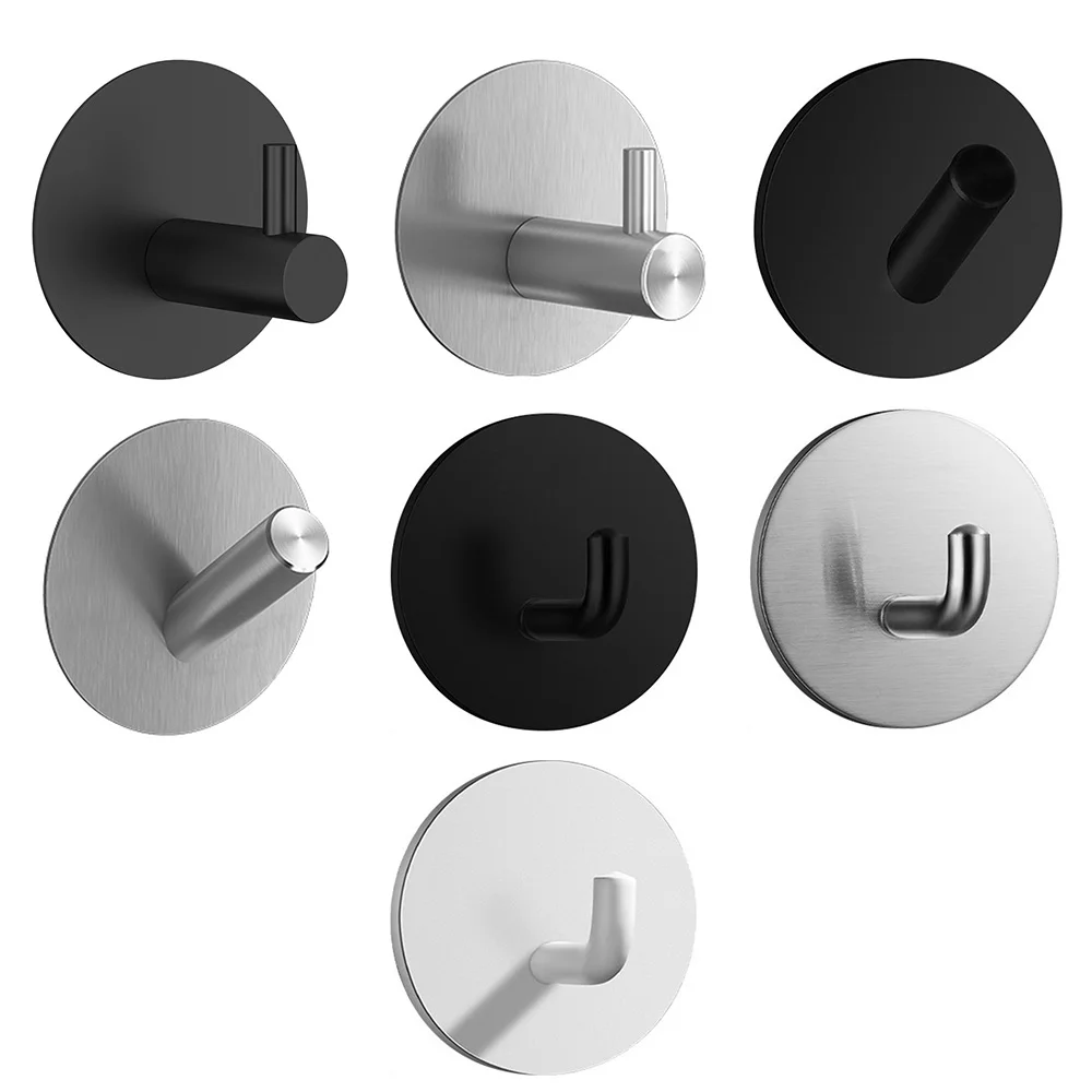 

4Pcs Adhesive Hooks in Shower Hooks for Hanging Loofah, Towels Clothes for Bathroom 304 Stainless Steel Adhesive Wall Hooks