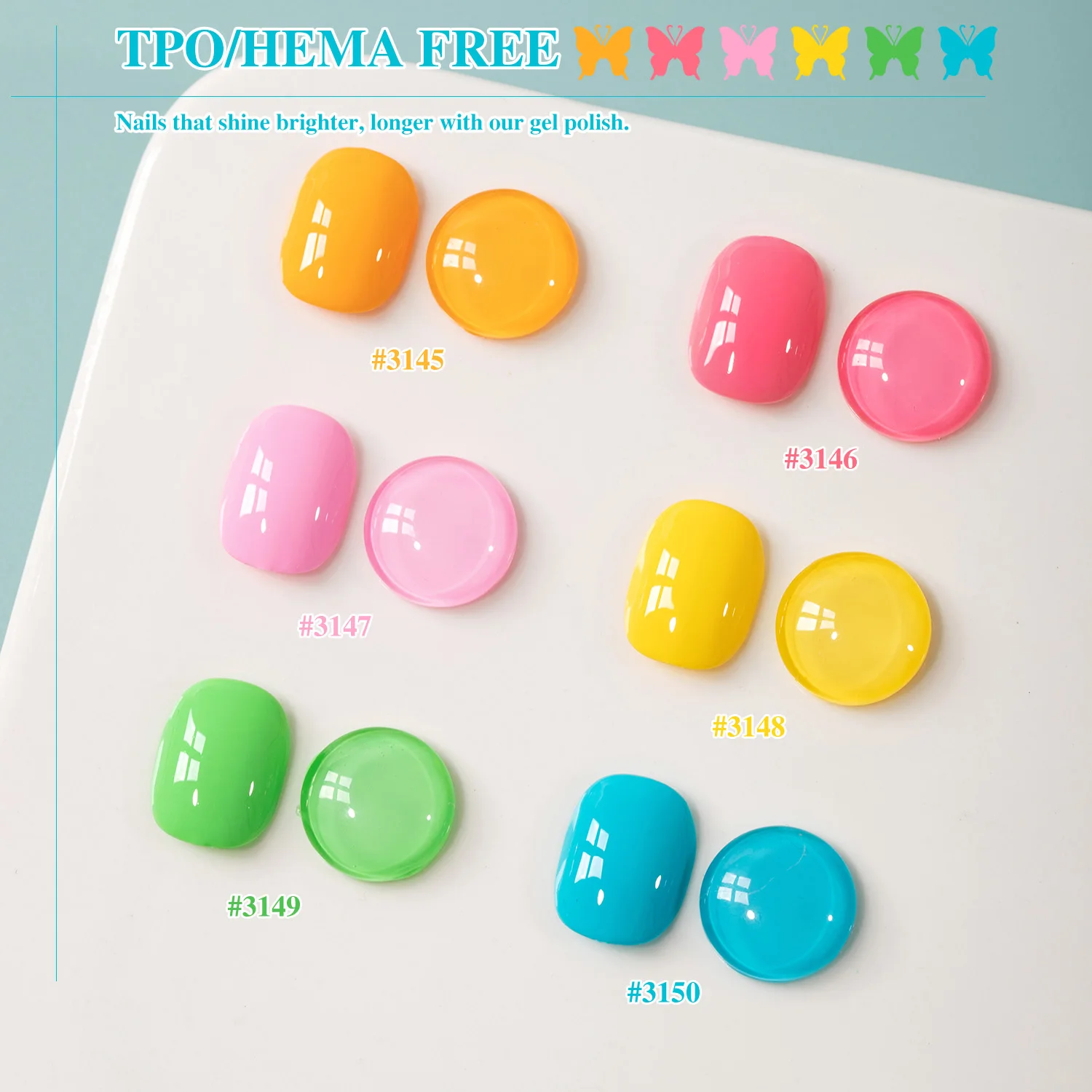 Vendeeni High Pigment 6colors Candy Gel Polish Collection TPO HEMA FREE Nail Supplies OEM Private Label Candy Gel Nail Polish