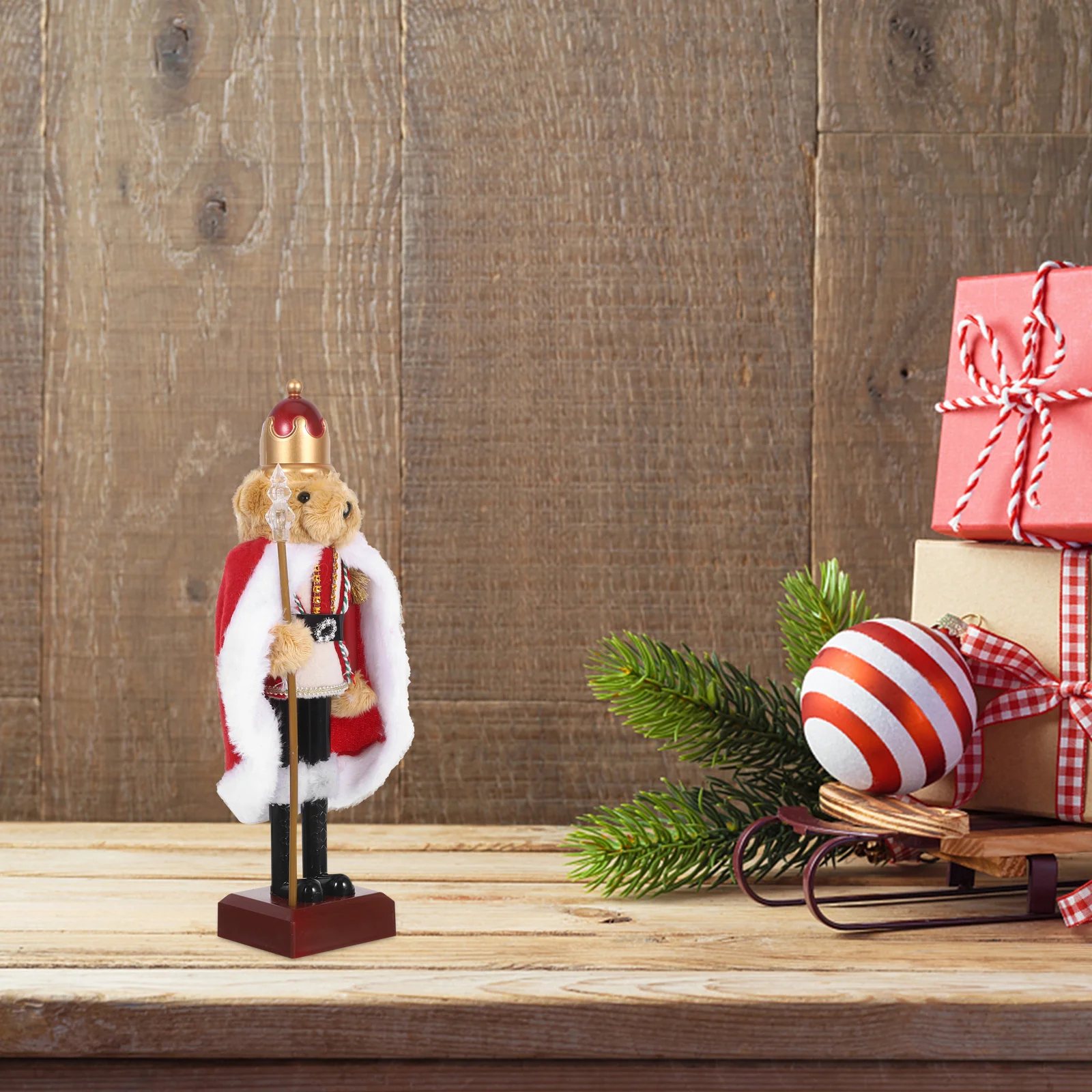 

Christmas Nutcracker Bear Decoration Green Plastic Soldier Ornament Festive Holiday Xmas Table Centerpiece