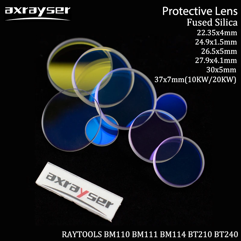 Raytools Fiber Optical Laser Protective Window Lens 27.9*4.1 30*5 37*7 1064nm JGS1 Quartz Fused Silica for Cutting Head Machine