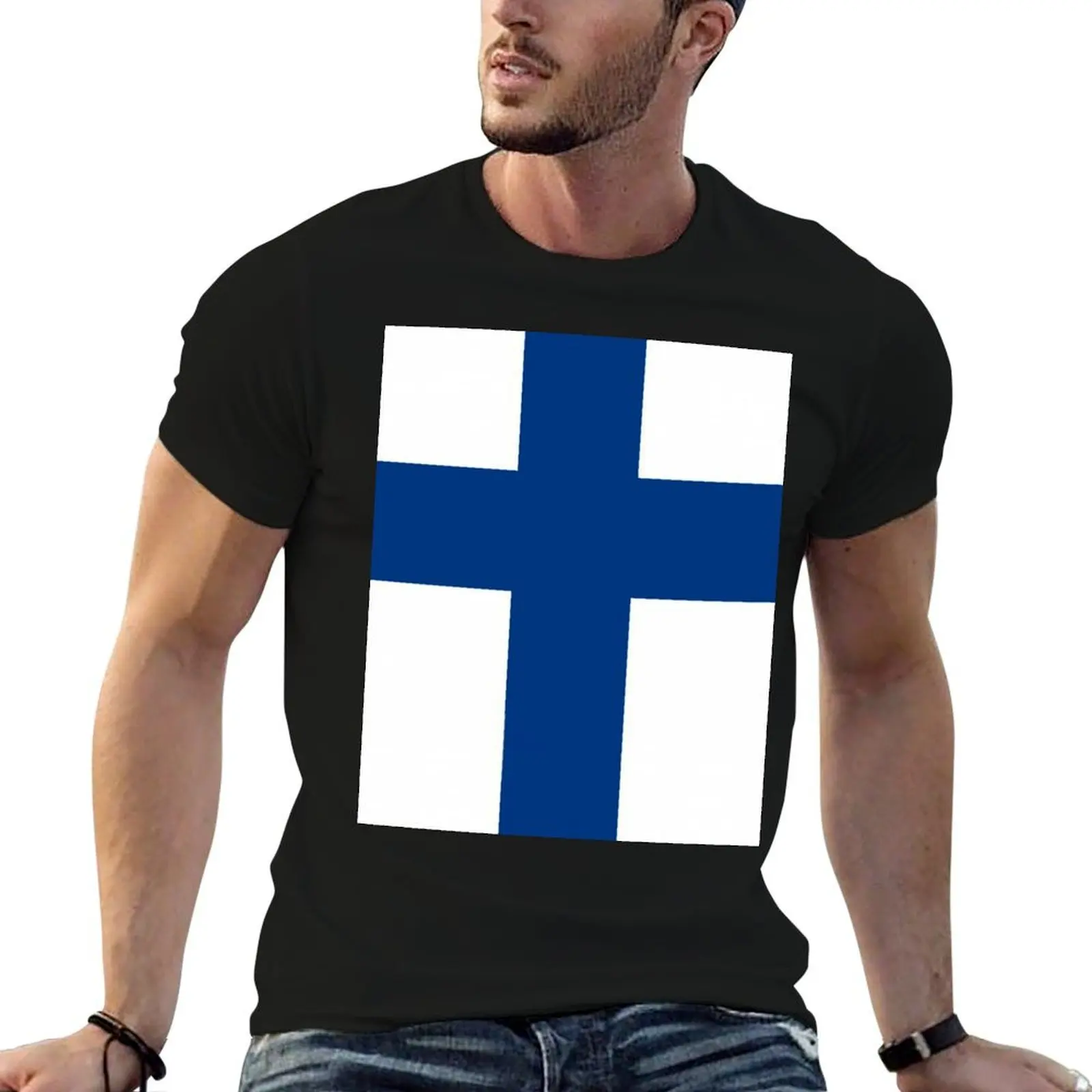 

Finnish flag T-Shirt quick drying baggy shirts hippie clothes t shirt men