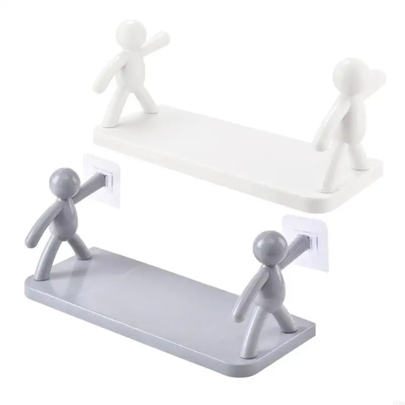 

Waterproof Plastic Shower Shelf With Creative Figure No Holes Bathroom Organizers
