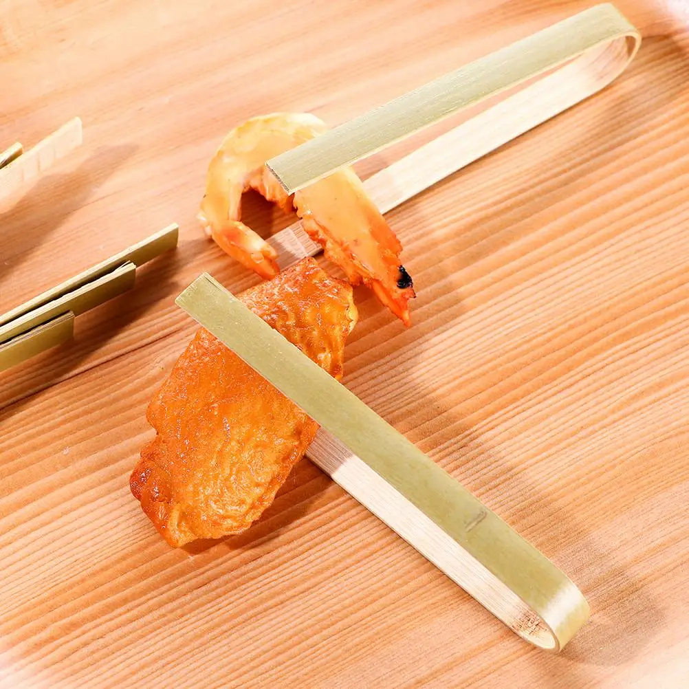20 Pcs Kitchen Bread Clip Mini Tongs for Serving Supplies Disposable Bamboo Clips