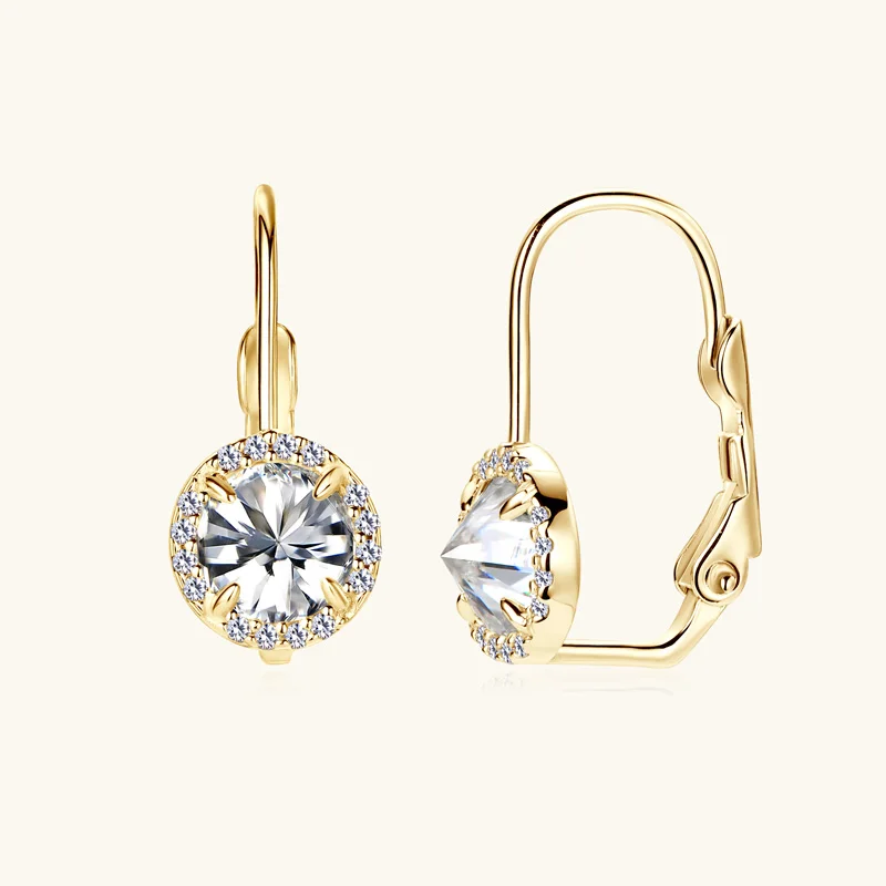 

Aniw Trendy 6.5mm 1.0CT Moissanite Drop Earrings for Women 925 Silver 18k Gold Plated Clip Hoop Earrings Wedding Jewelry Gifts