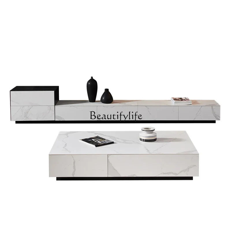 

LJY-*Italian imported rock slab TV cabinet coffee table combination modern simple living room furniture designer marble