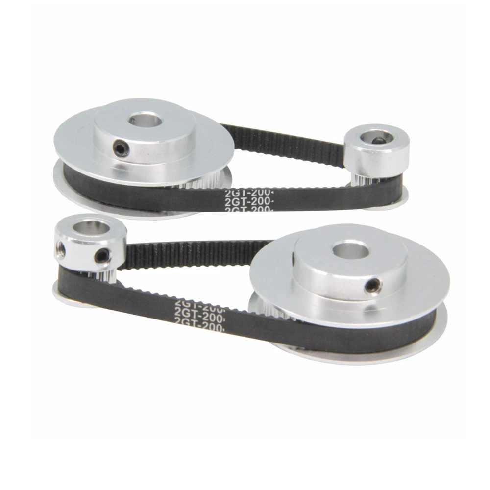 2PCS Set GT2 Synchronous Wheel 20&60 Teeth 8mm Bore Aluminum Timing Pulley with 2PCS Length 200mm Width 6mm Belt