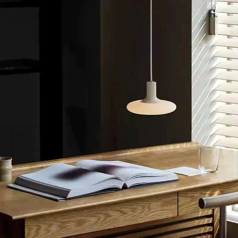 Nordic Minimalist Pendant Lamp UFO Shaped Opal Glass Hanging Light Modern Ceiling Chandelier Living Room Cafe Home Decor
