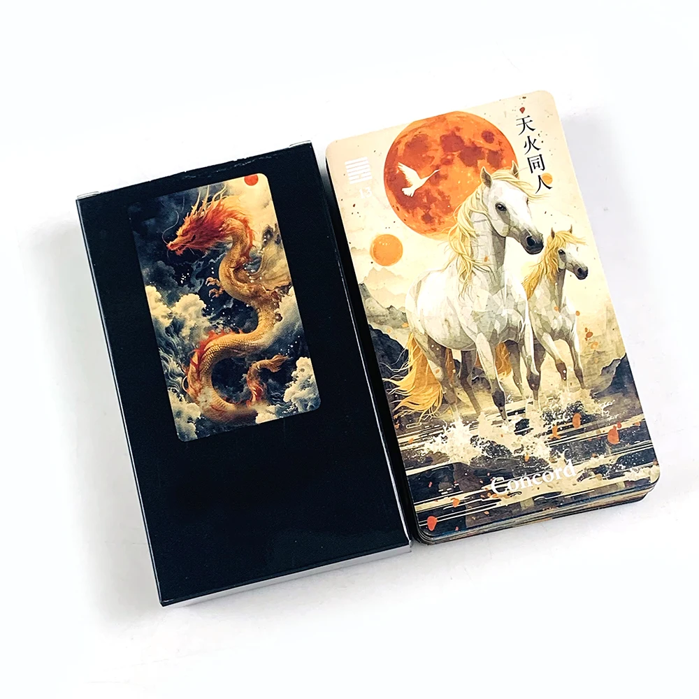 Nuevo Mazo de Cartas del Dragón de Oráculo, 64 Cartas de Adivinación con Hexagramas Tradicionales y Arte Animal Místico, Guía Espiritual y para Coleccionistas