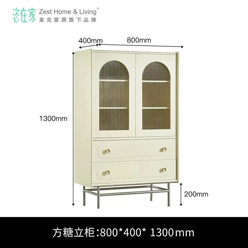 

French cream style dining side cabinet light luxury storage living room rock slab storage cabinet