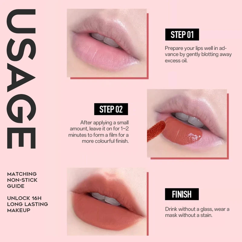 ลิปกลอส Matte Square Tube เกรดสูงเพื่อความชุ่มชื้นและสีติดทนนานโดยไม่ติดถ้วย