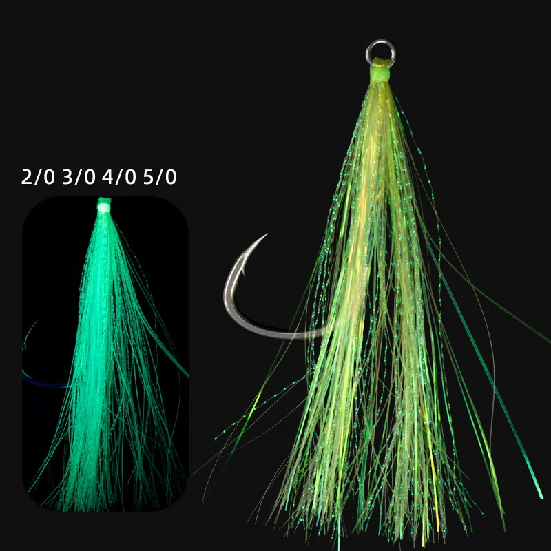 3pcs/bag 2/0 3/0 4/0 5/0 UV hook Saltwater Slow Fast Carbon Hooks Fishing Jig Barbed Hooks Strong Strength Falling Lure Hook