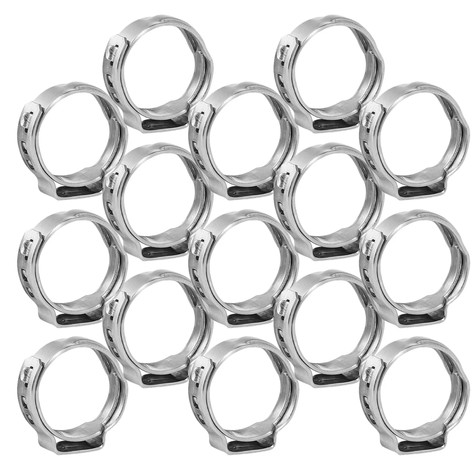 

50Pcs Single Ear Hose Clamps Stainless Steel Cinch Rings 17.8-21mm for Pipe Fitting Connections Garden Hose Repair