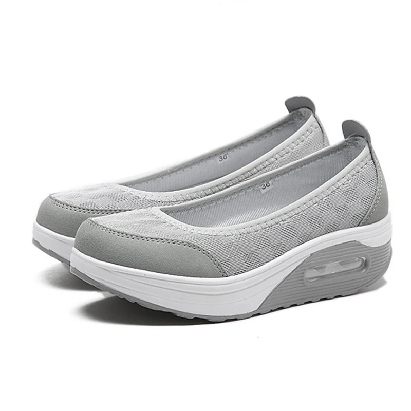 Zapatillas de deporte con plataforma para mujer, zapatos informales de oficina con cuña, suela gruesa, talla grande 42, 2021