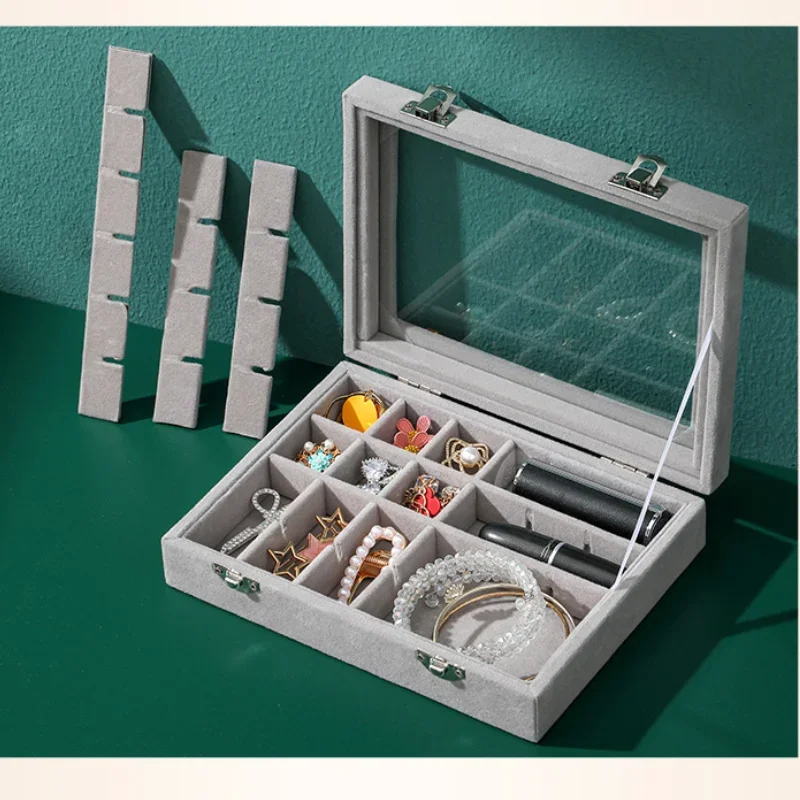 Jewelry Storage Box Earring Ring Necklace Jewelry Display Box Jewelry Classification Dustproof Transparent Flip Lid Jewelry Box