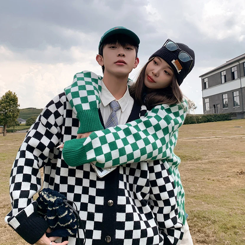 

Американский свободный повседневный вязаный свитер-кардиган для мужчин, шерстяной, с узором, весна-осень, новинка, парная одежда