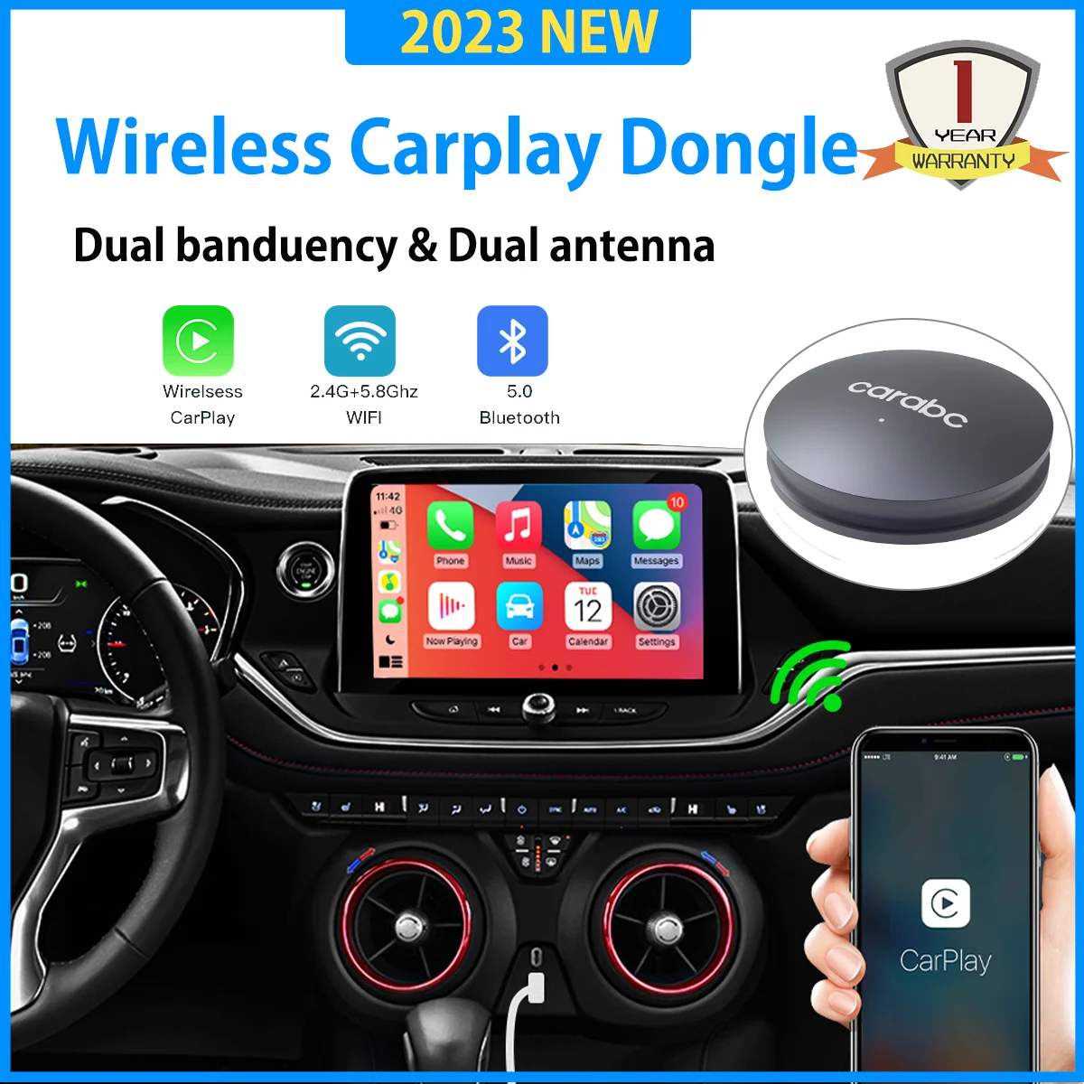 

Wireless CarPlay Adapter Wired to Wireless Android Auto Dongle For Audi Suzuki Volvo Honda kia Toyota Mazda Lexus Ford Benz Car