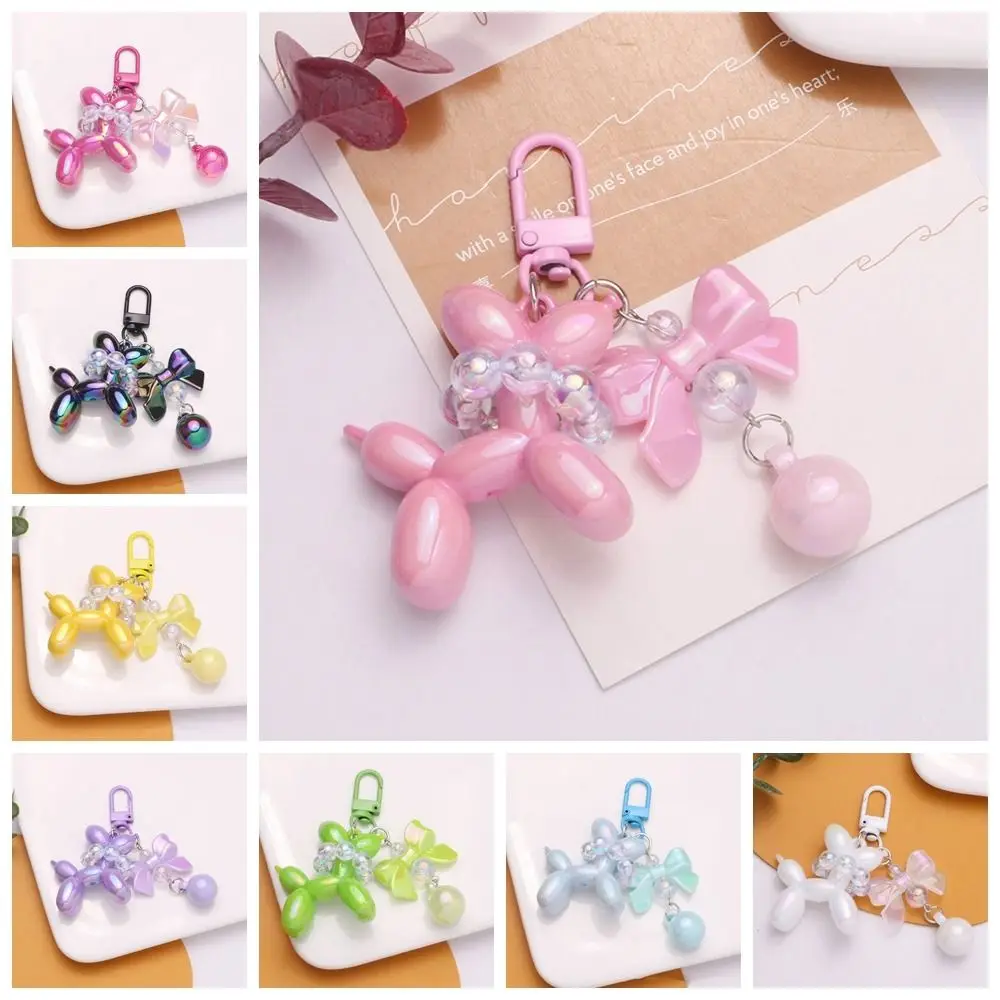 Mini llavero con forma de globo para perro, llavero acrílico de estilo coreano con lazo, hebilla para llave de Color caramelo, llavero para bolso, dijes para niñas