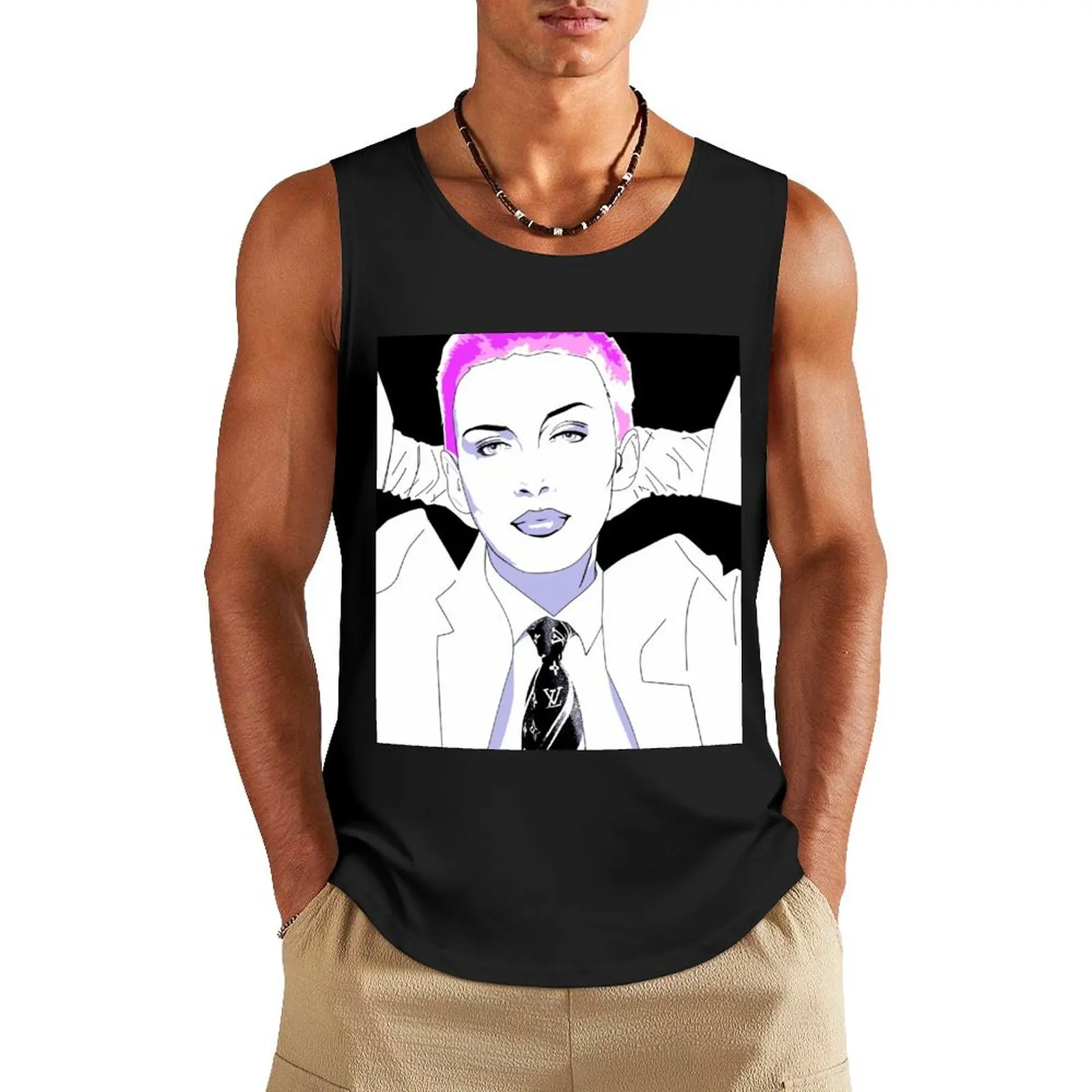 

Annie Lennox Purple Tank Top bodybuilding men clothes Men's gym clothing summer clothes man 2025