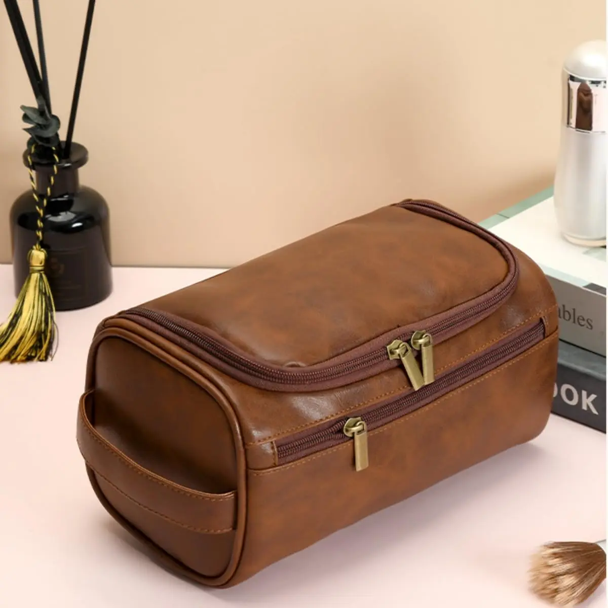 Vintage Luxury Toiletry Bag Travel Necessary Business Cosmetic Makeup Cases Male Hanging Storage Organizer Wash Bags for Men