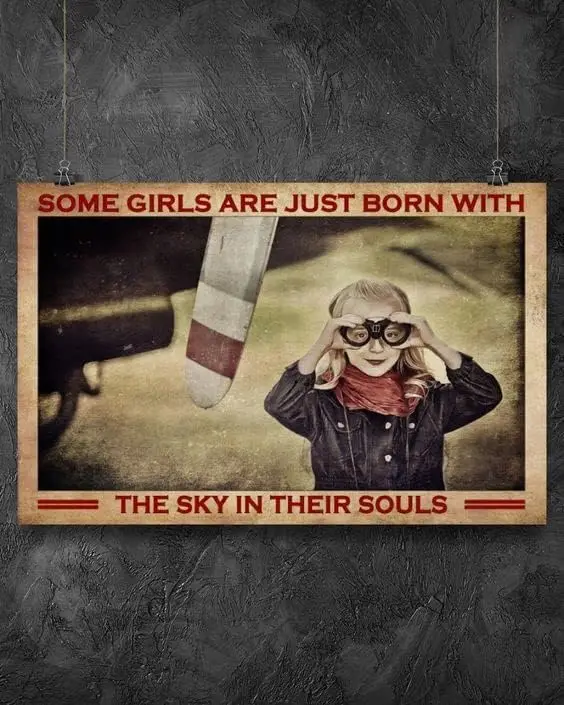 Metal Sign Some Girls Are Just Born With The Sky Pilot Vintage Kitchen Signs Wall Decor Aluminum Signs for Home Bars