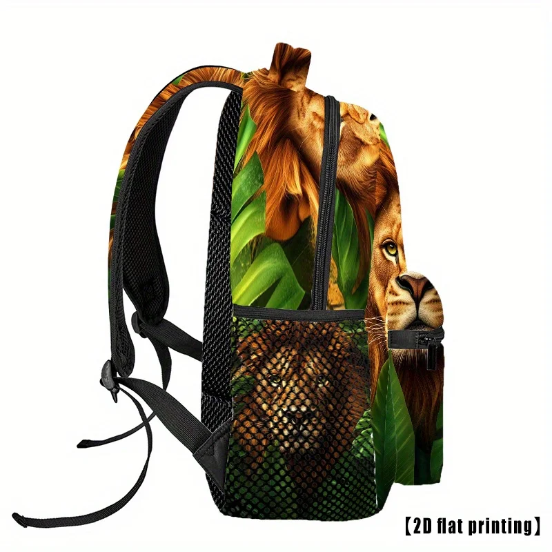 Bohemian Lion Print Backpack - Adjustable Strap, Lightweight Foldable, Perfect for Hiking, Beach Travel Yoga Casual Use