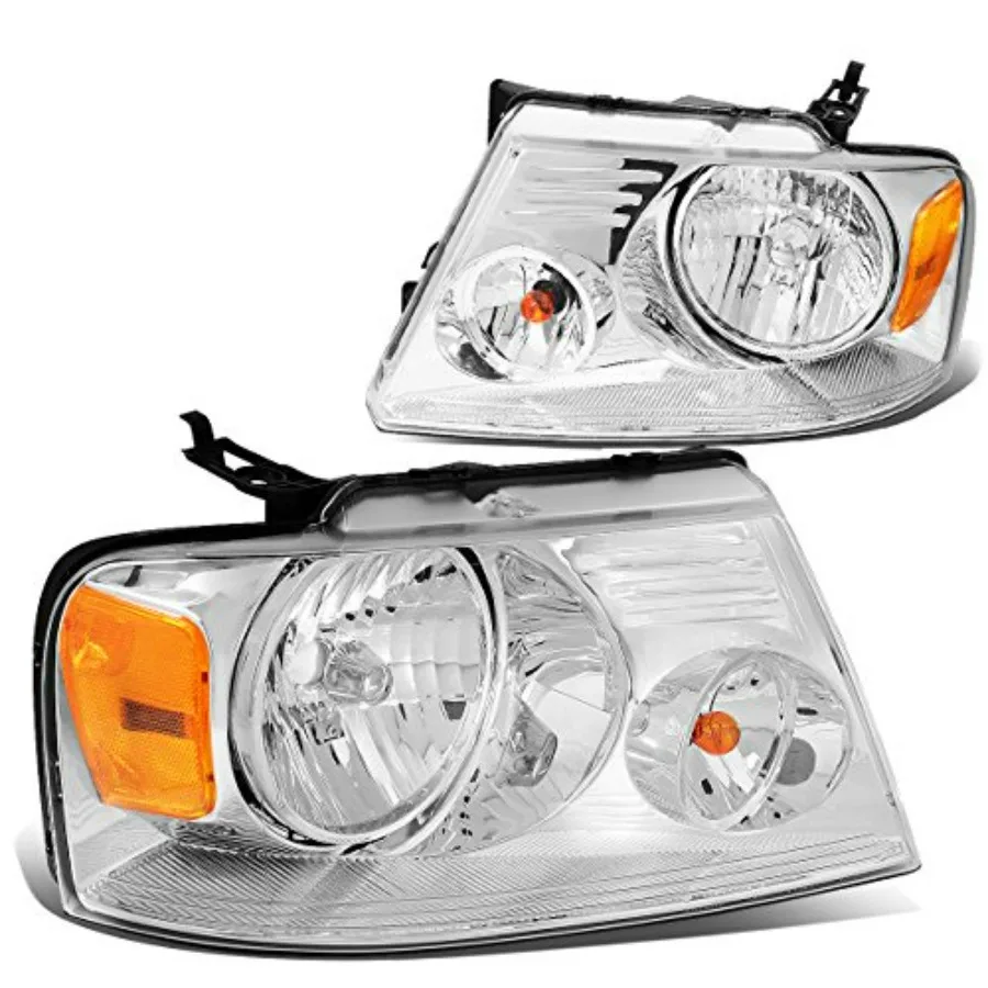 

Chrome Amber Headlights Replacement for 04-08 F150 06-08 Mark LT Compatible with LED Lens Upgrade Bright Illumination