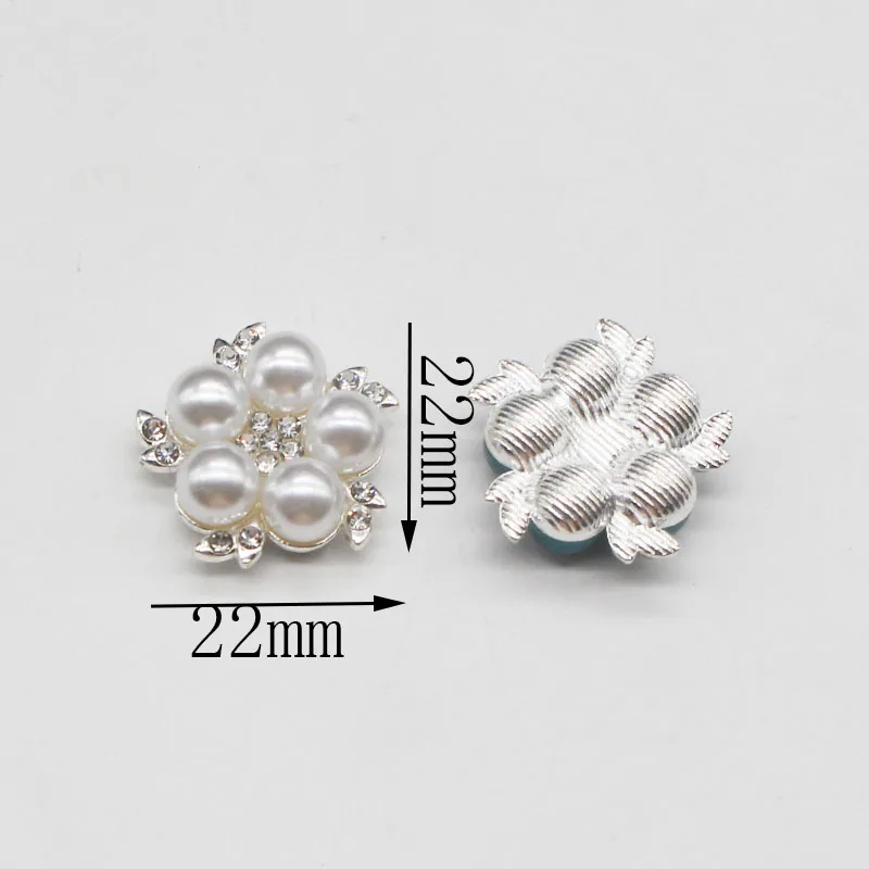 10 pcs22 * 22mm bottone di perle di strass in metallo poli-colore, accessori per bottoni circolari alla moda abbigliamento per camicie, cappello,