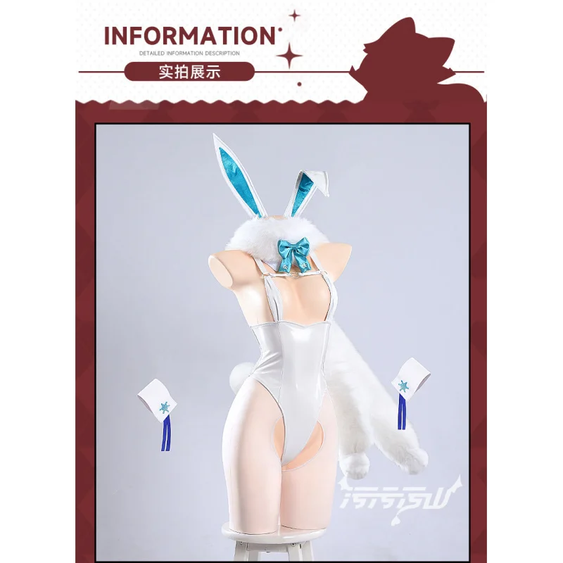 Jenesis Jewel Cosplay Costume Game browndust2 Janis Halloween Carnival New Sexy Rabbit Girl jumpsuit Headwear Scarf Prop Set view 3