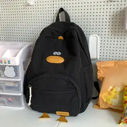 Corduroy Backpack Cartoon Duck Shape Travel Backpack with Multi Pockets for College Business Trips Adjustable for Hiking