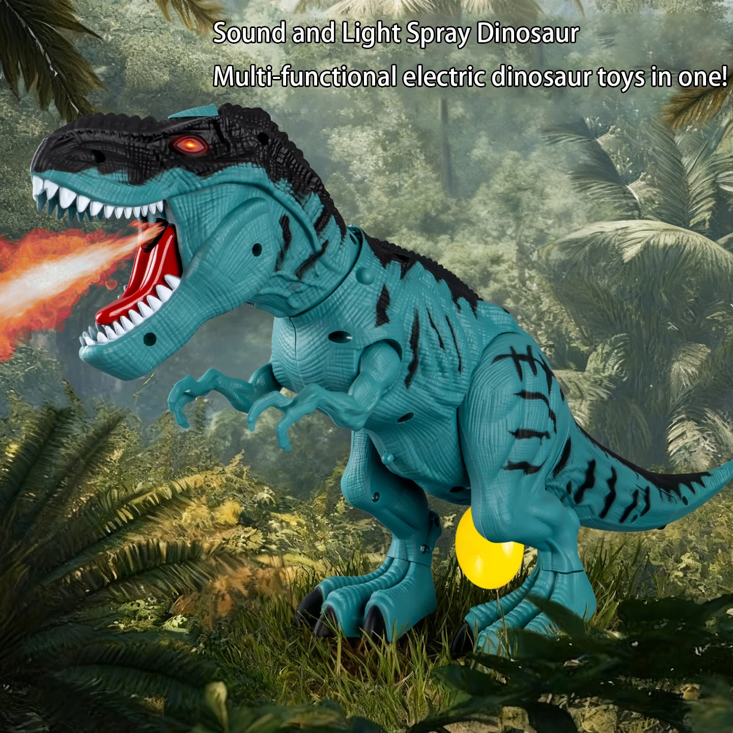 Kids Electric Simulation Light/Sound Effects Dinosaur Toy Will Walk Lay Eggs Spray Tyrannosaurus Rex Multifunction Toy Boy Gift