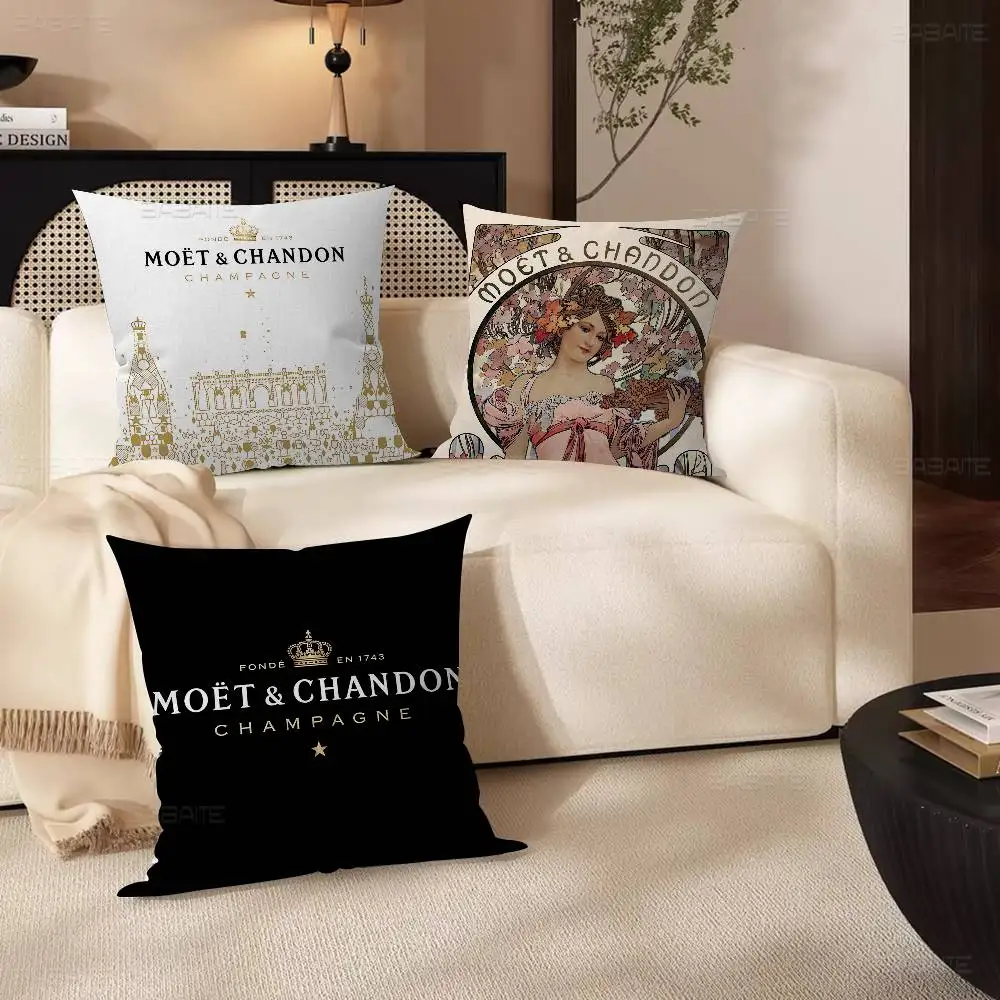 Capa de Almofada de Luxo M-Moet C-Chandon com Design de Folha de Bordo, Decoração de Colheita de Outono, Decoração Festiva