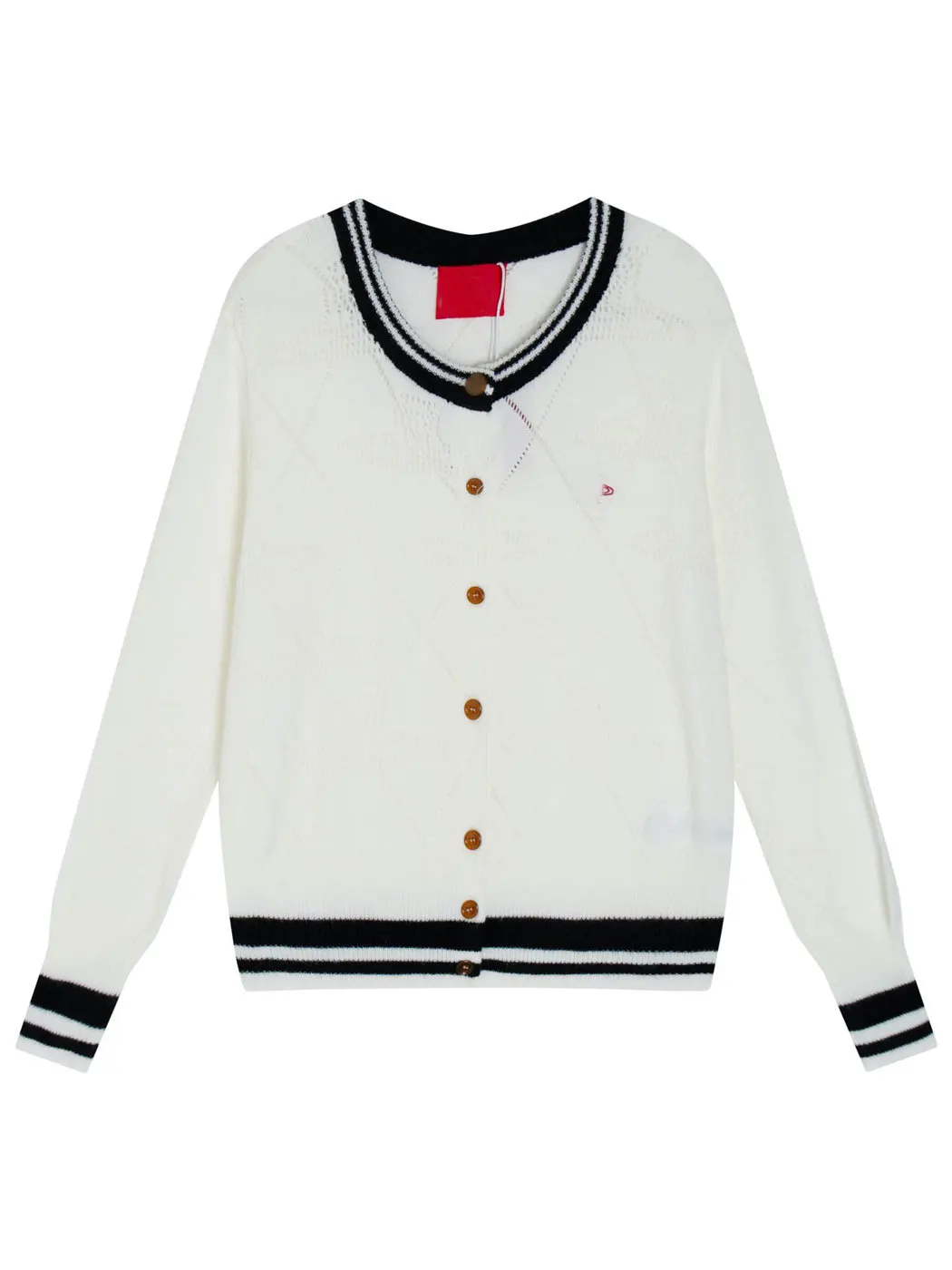 College Style Color Block Striped Knitted Open Cardigan Women's V Neck Buttoned Fashionable Korean Outerwear Autumn