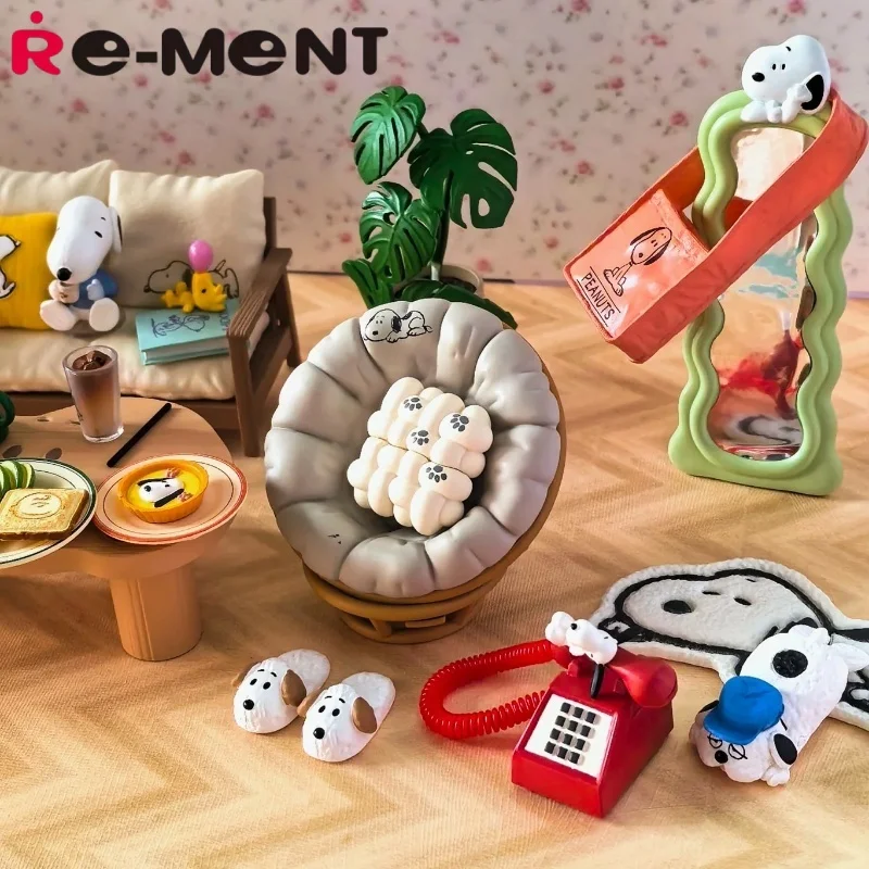 

Original Re-Ment 8pcs/1set Snoopy'S Cozy Weekend Room Miniature Scene Fine Model Figure Trend Toy Collection Girl Custom Gifts