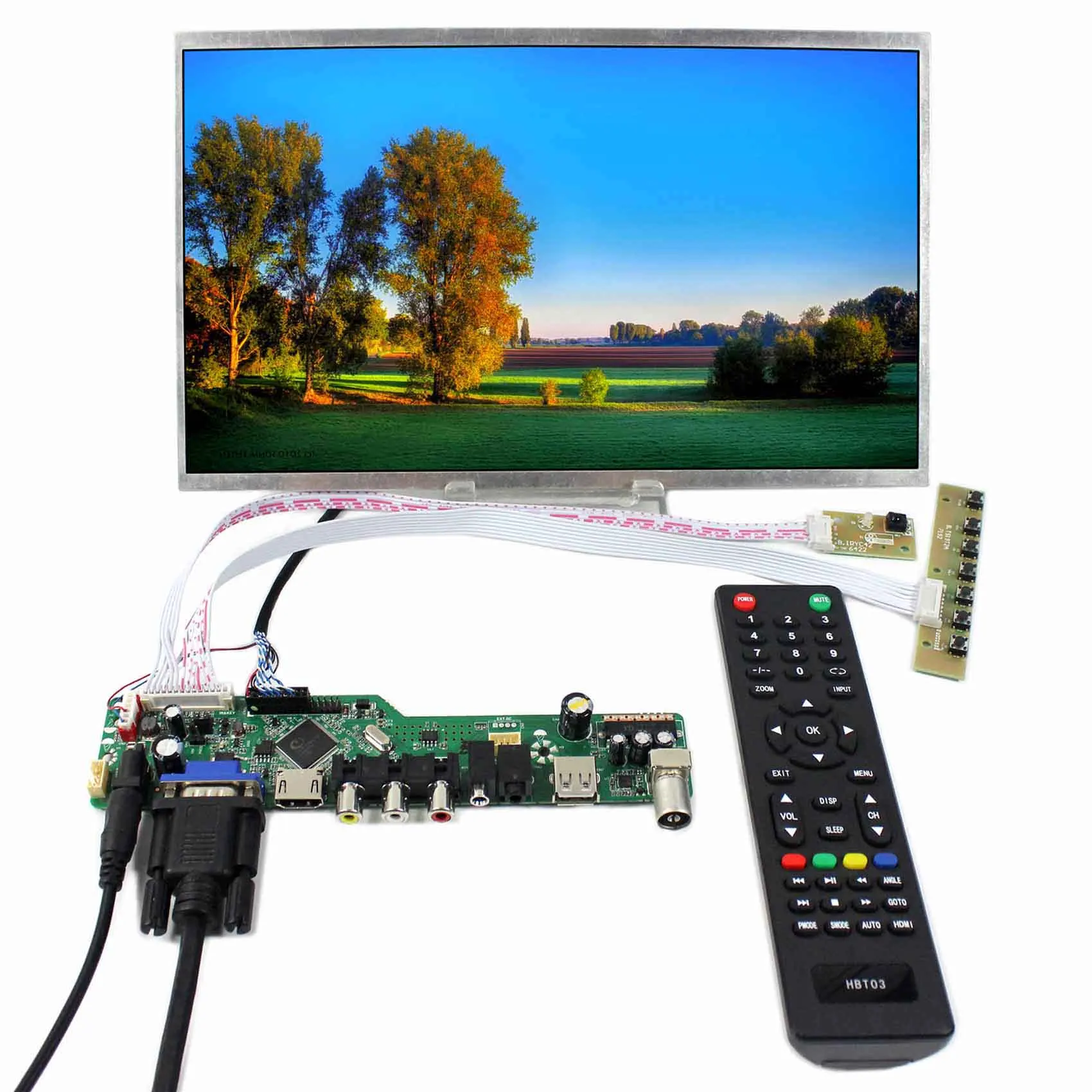 TV PC HD MI CVBS RF USB AUDIO LCD driver Board with 12.1inch HSD121PHW1A 1366x768 lcd panel