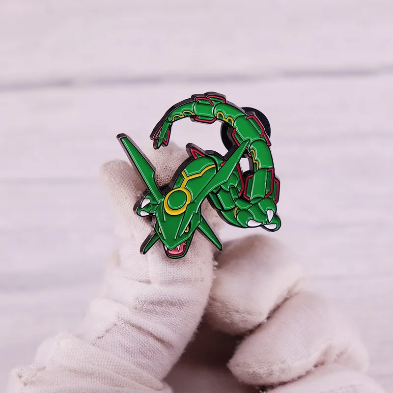 New Pokemon Cinderace Rayquaza Metal Enamel Brooch Lapel Pins for Backpacks Enamel Pin Cute Mew Brooches Badges Decor Gifts Kid