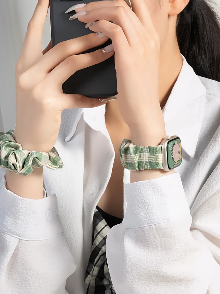 Scrunchie Strap for Apple Watch Band ultra 2 49mm 45mm 41mm 44mm 38-42-40mm Elastic nylon Bracelet iwatch series 9 8 7 6 5 4 SE