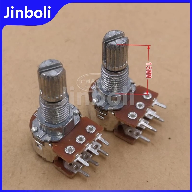 2PCS 12 Type Double 6Pins B50K Dual Channel Computer Audio Speaker Potentiometer B50K*2 Shaft Length 15MM