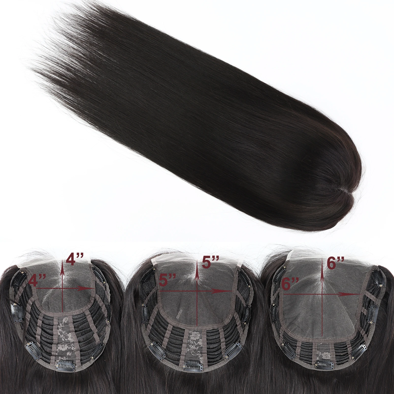 

6x6 Inch Transparent HD Lace Top Topper 26inch Wave Curly Virgin European Human Hair Topper for Women open Weft Thick Density
