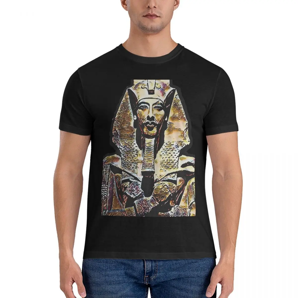 Men's Akhenaten A-Line Dress T Shirt Ancient Egypt Culture 100% Cotton Tops Funny Short Sleeve Crew Neck Tee Shirt New Arrival