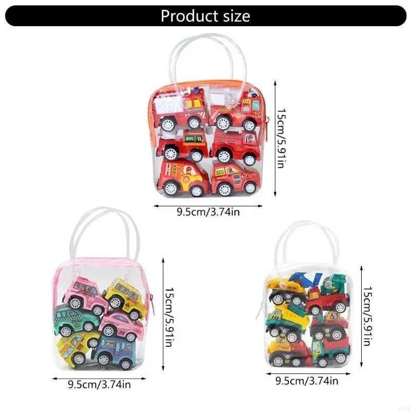 6 piezas Pequeño vehículo retroceso autos juguete Conjunto autos construcción para niños para niños pequeños P31B