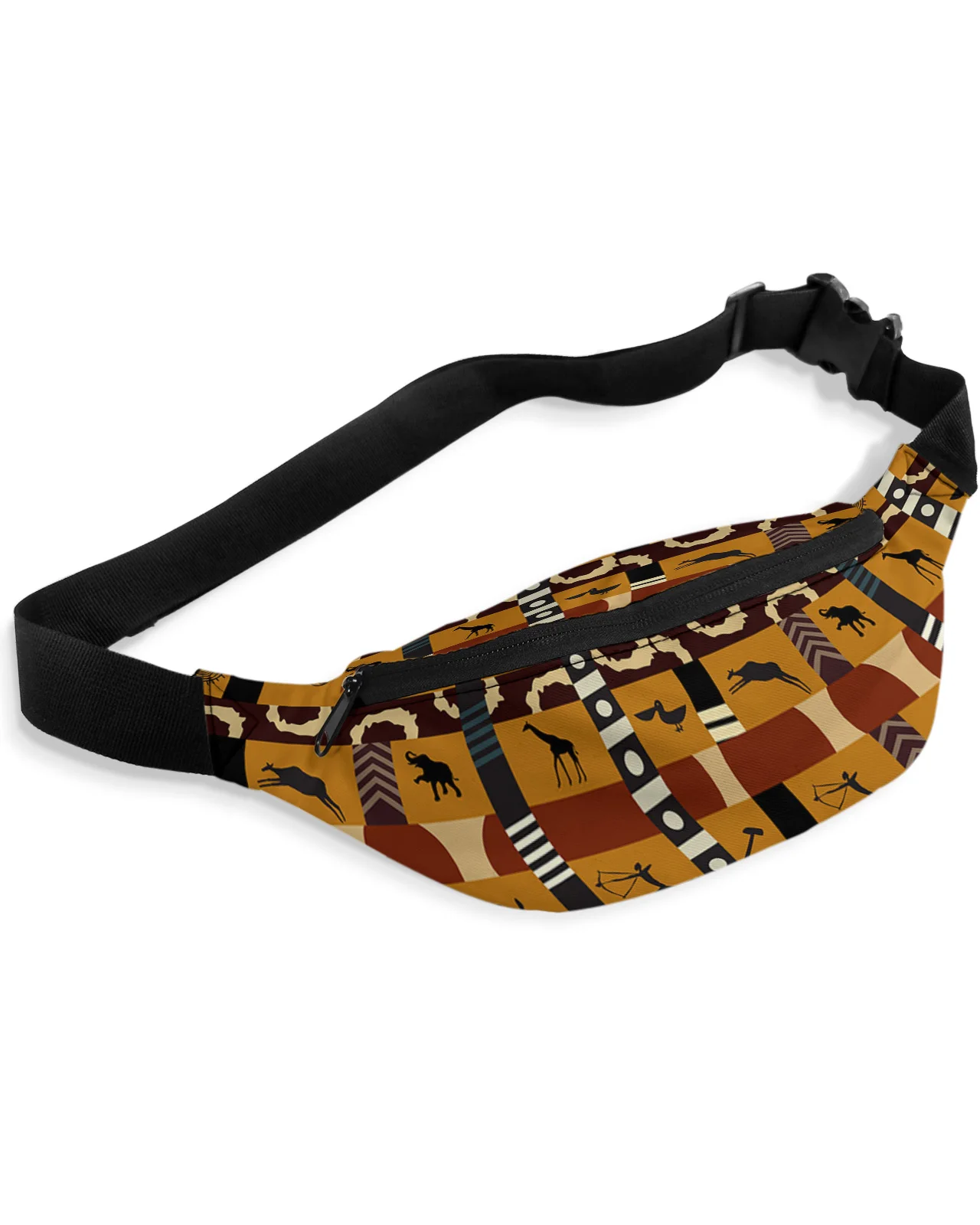 African Style Tribal Culture Elephant Giraffe Waist Packs Shoulder Bag Unisex Messenger Bag Casual Fashion Fanny Pack for Women