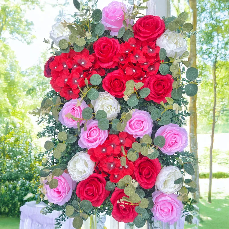 

40x60CM Artificial Rose Lawn Mall Decoration Plants Wall Hanging Decoration Eucalyptus Artificial Plastic Fake Grass