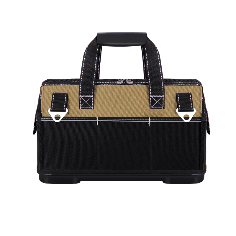 One-Piece Yellow and Black Plastic 16-Inch Electrician's Tool Bag, Canvas Portable Oxford Cloth Repair Tool Box, Extra Thick Large Capacity Tool Bag