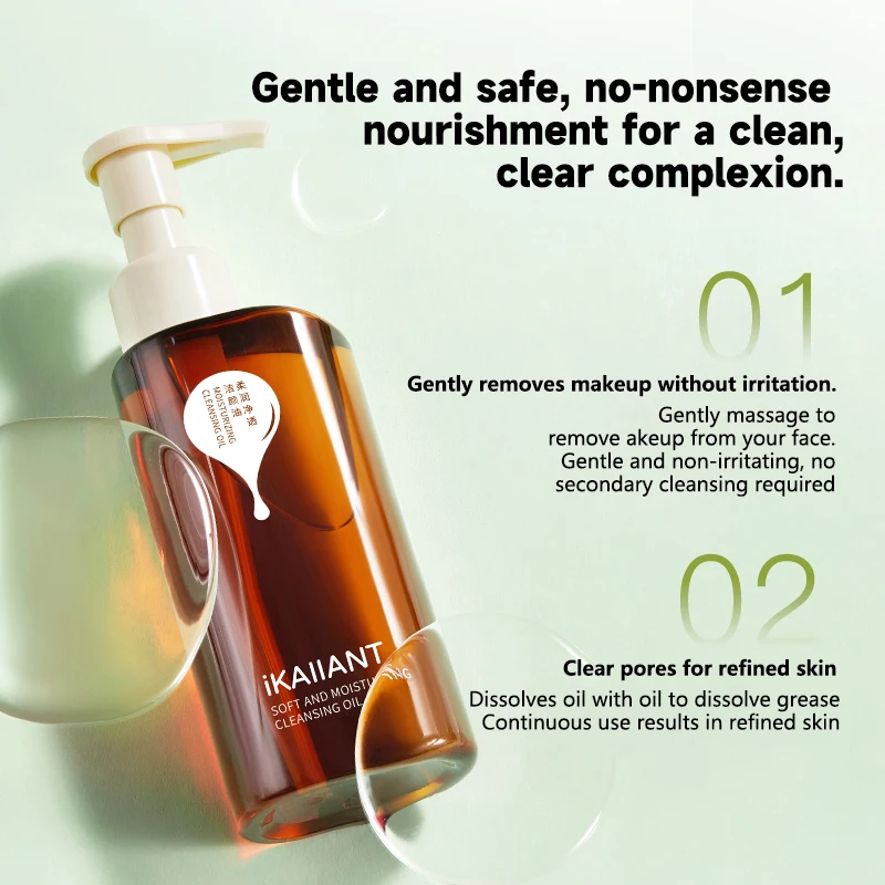 IKAIIANT Óleo de limpeza removedor de maquiagem hidratante para rosto e olhos, água de limpeza profunda suave e não irritante para pele clara