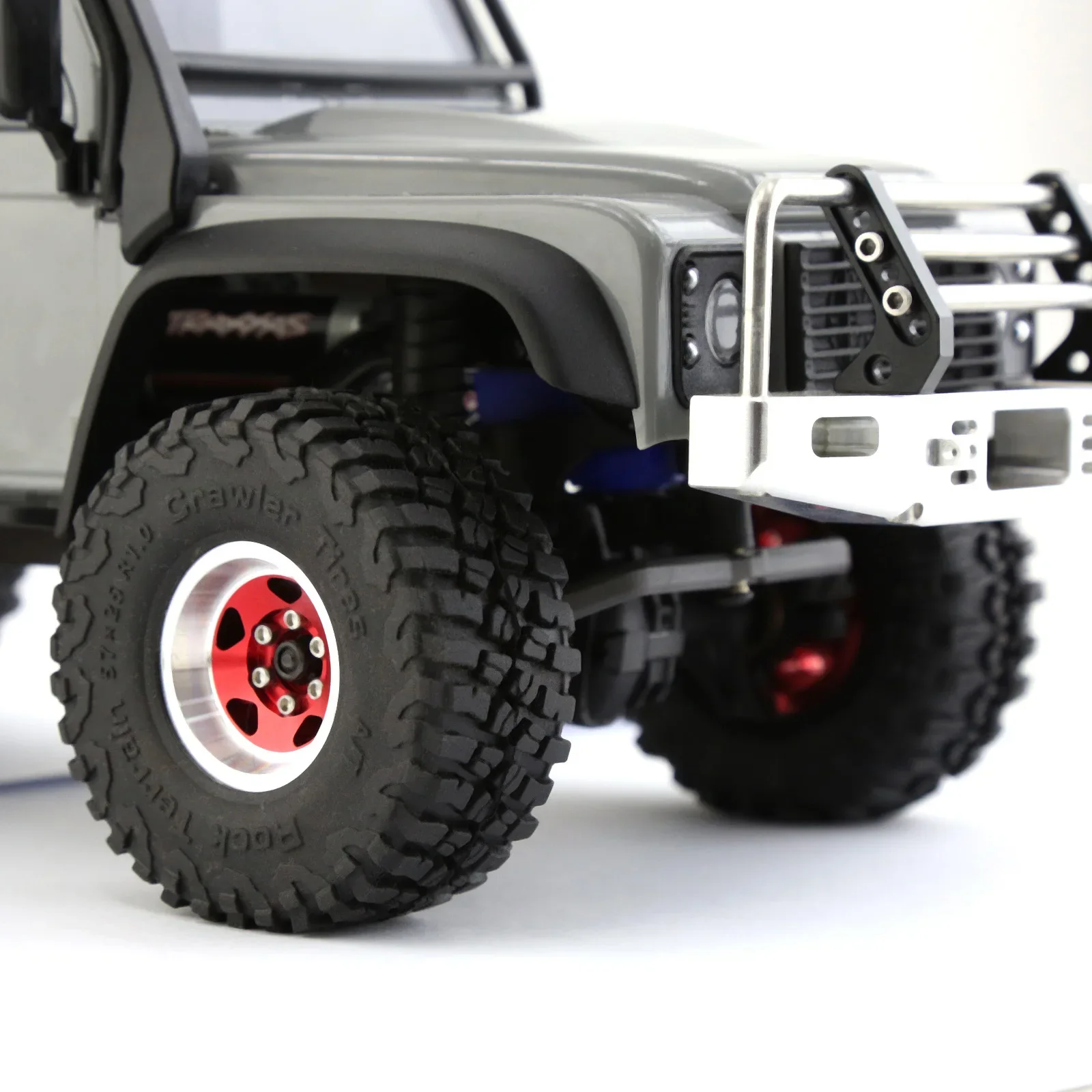 4 Uds 57mm Metal 1,0 "Beadlock llanta de rueda juego de neumáticos de goma para 1/18 1/24 RC Crawler Axial SCX24 AX24 TRX4M FCX24 piezas de mejora