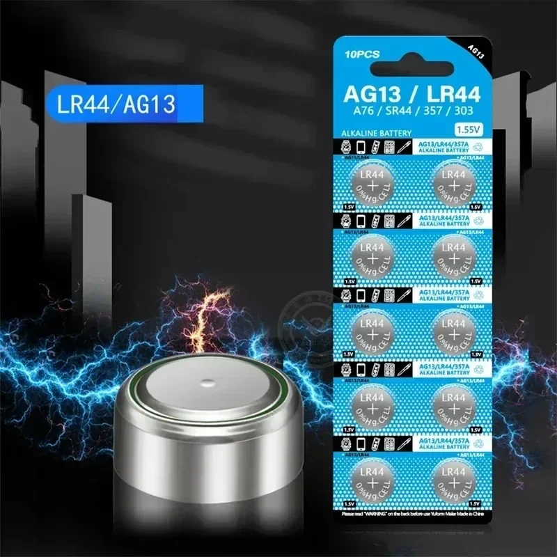 NEW AG13 LR44 A76 1.55V Button Batteries for Watch Toys Remote L1154 SP76 Pila SR44 LR1154 357 303 Cell Coin Alkaline Battery