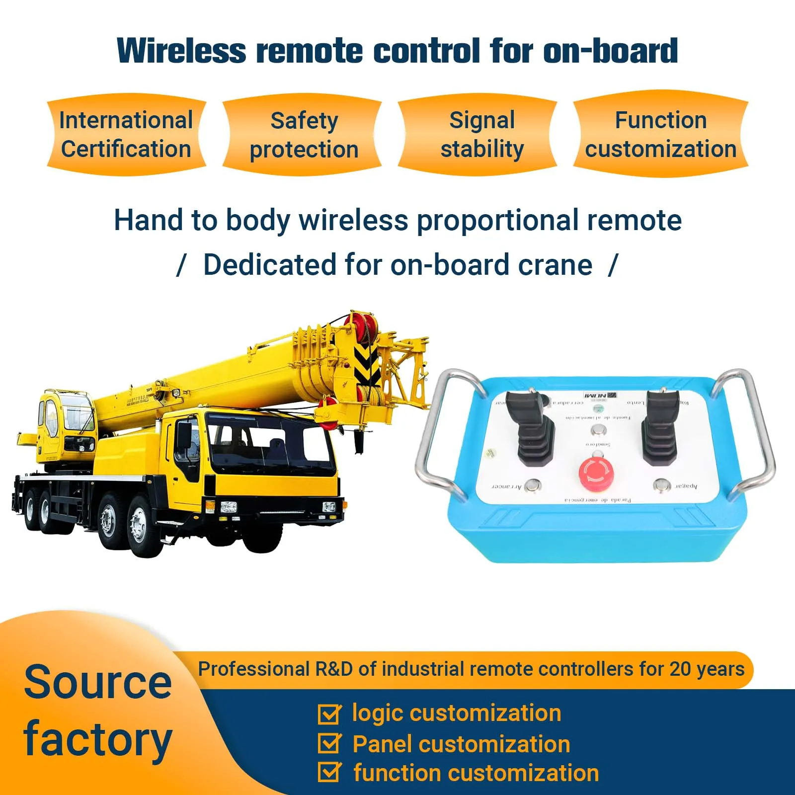 Radio Remote Control Crane Factory Wholesale Blue Color High Quality Wireless Remote Control