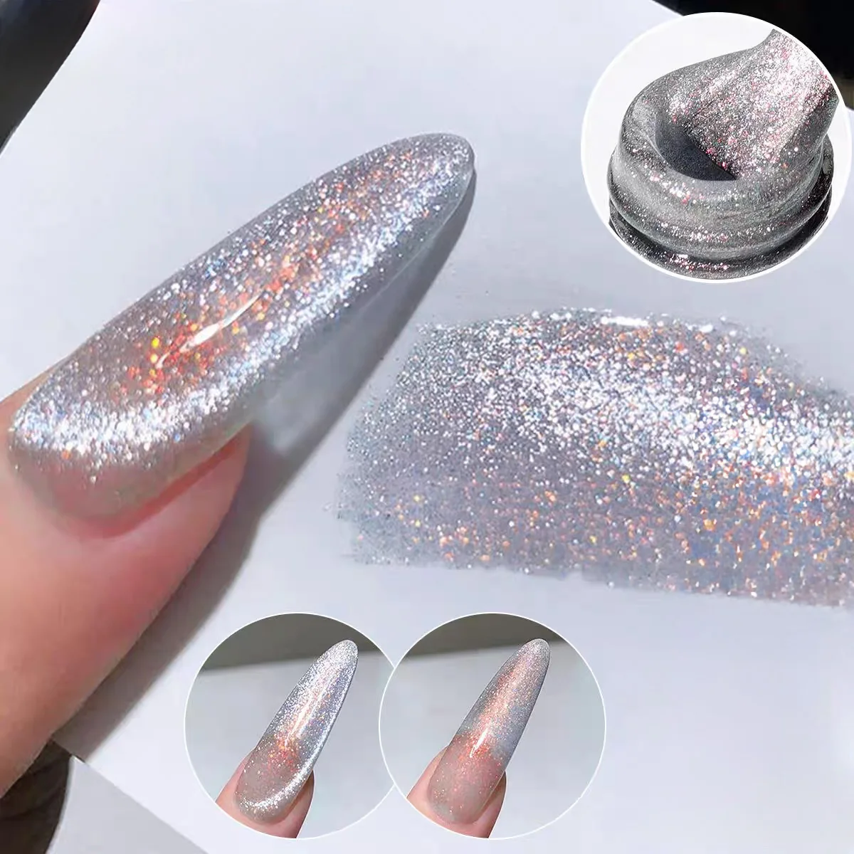 SHAKA 10 ml magnetisches Gel, semi-permanenter Glitzerlack, Nagel-Ar-reflektierendes holografisches UV-LED-Gel, DIY Nagellack-Gel
