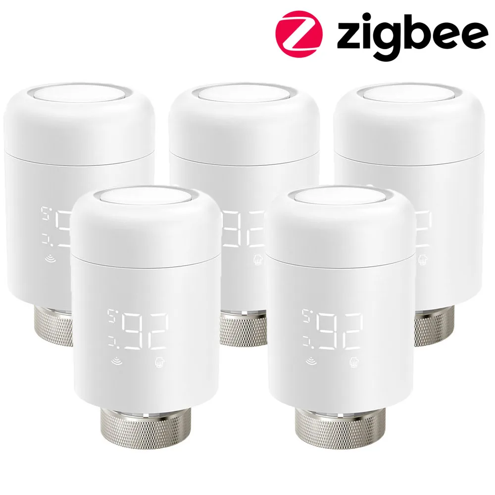 AVATTO Tuya 1-6PCS Zigbee TRV Radiator Actuator Klep Thermostatische Radiatorkraan Temperatuurregelaar Voor Alexa Google thuis