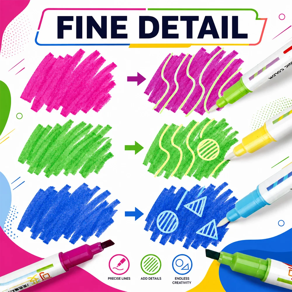 3 Colors Magic Layered Colors Marker Pen Set Dual Head Painting Pens Marking Journaling Graffiti Crafts Drawing DIY Art Supplies